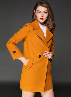 Brief Notched Neck Two-button Coat