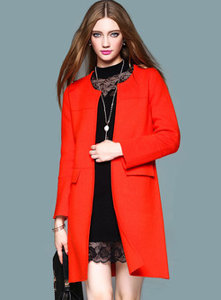 Chic O-neck Long Sleeve Knitted Coat