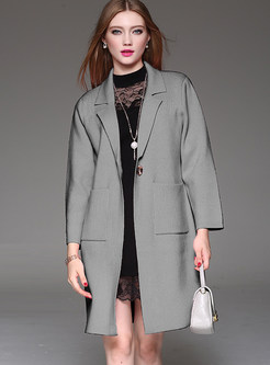 Stylish Turn Down Collar Straight Knitted Coat