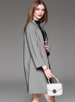 Stylish Turn Down Collar Straight Knitted Coat