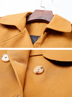 Chic Belted Flare Sleeve Turn Down Collar Coat