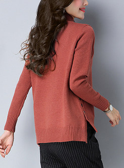 Fashion Asymmetric Hem Knitted Sweater