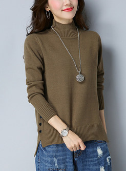 Fashion Asymmetric Hem Knitted Sweater