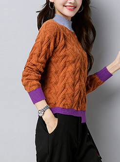 Stylish Stand Collar Irregular Knitted Sweater