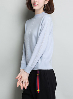 Brief Fashion Stand Collar Knitted Sweater