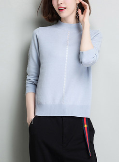Brief Fashion Stand Collar Knitted Sweater