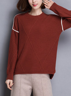 Causal Contrast Color Wool Sweater