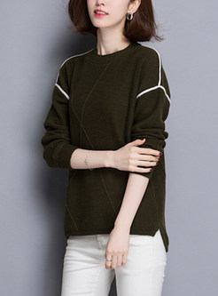 Causal Contrast Color Wool Sweater