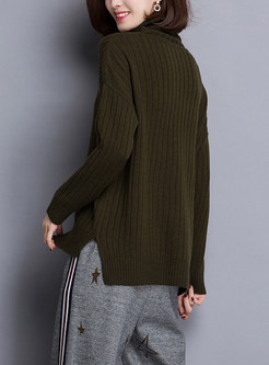 Striped Turtle Neck Long Sleeve Sweater