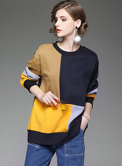 Fashion Color-blocked Long Sleeve Sweatshirt