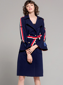 Street Color-blocked Trench Coat