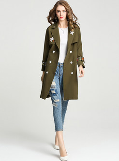 Street Embroidered Belted Trench Coat