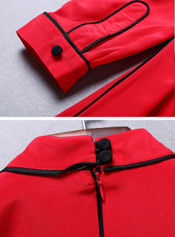 Red O-neck Mini A-line Dress