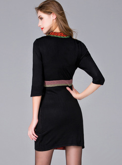 Chic Color-blocked Slim Knitted Dress