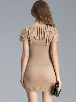 Chic Asymmetric Knitted Slim Dress