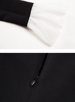 Black Flare Sleeve V-neck Mini Bodycon Dress