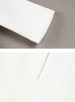 White Off Shoulder Slim A-line Dress