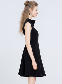 Black Party Asymmetric Bowknot A-line Dress