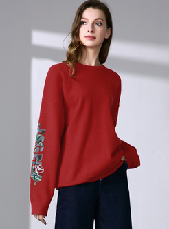 Loose Ethnic Embroidery Sweater