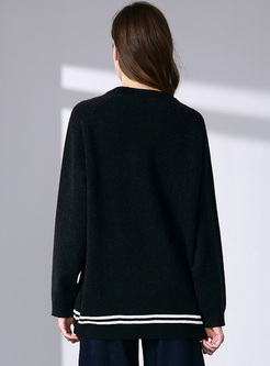 Black Letter Pattern Monochrome Sweater