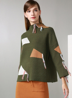 Chic Geometric Pattern Loose Sweater
