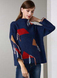 Chic Geometric Pattern Loose Sweater