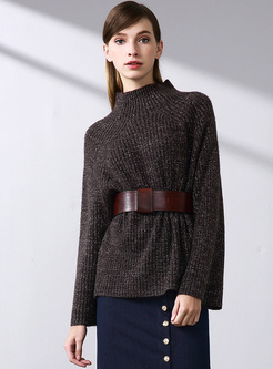 Brief Flare Sleeve Loose Sweater Without Belted