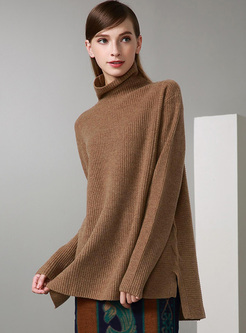 Wool Brief High Neck Loose Sweater