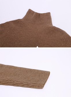Wool Brief High Neck Loose Sweater