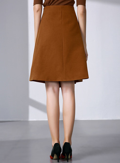 Vintage Asymmetric Buttoned A-line Skirt