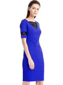 Chic Color-blocked Lace Bodycon Dress