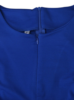 Brief Blue Short Sleeve Bodycon Dress