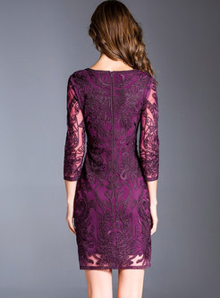 Vintage Lace Embroidered Bodycon Dress