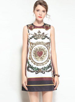 Sequins Embroidered Loose Sleeveless Shift Dress