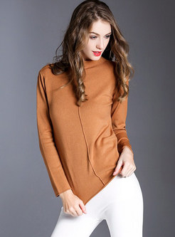 Causal Stand Collar Slim Knitted Sweater