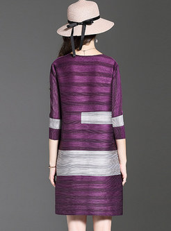 Striped Contrast Color Loose Shift Dress