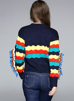 Striped Hit Color Stringy Selvedge Sweater