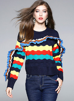 Striped Hit Color Stringy Selvedge Sweater
