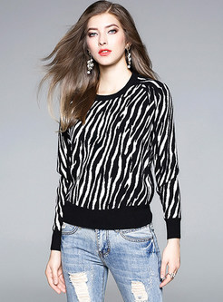 Brief Zebra Print Long Sleeve Sweater