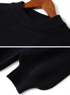 Black Letter Print Loose Sweater