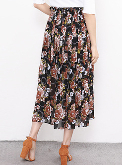 Bohemia Floral Print A-line Skirt