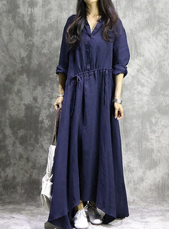Vintage Asymmetric Hem Maxi Dress