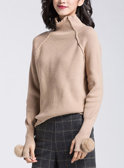 Fashionable Turtle Neck Knitted Sweater