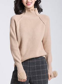 Fashionable Turtle Neck Knitted Sweater