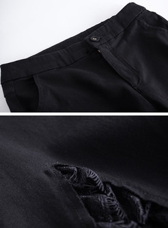 Black Fashion Slit Flare Pants