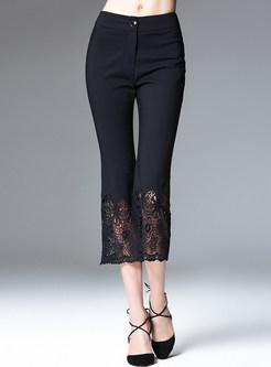 Hollow Out Calf-length Flare Pants