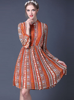 Ethnic Floral Print A-line Dress
