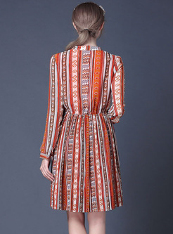Ethnic Floral Print A-line Dress