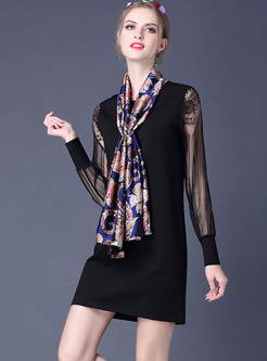 Black Sexy Perspective Shift Dress With Scarf