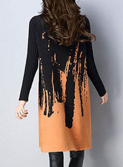 Hit Color Loose Knitted Dress